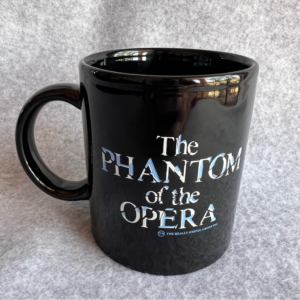 The Really Useful Group The Phantom of the Opera Black Coffee Mug Vintage 80s